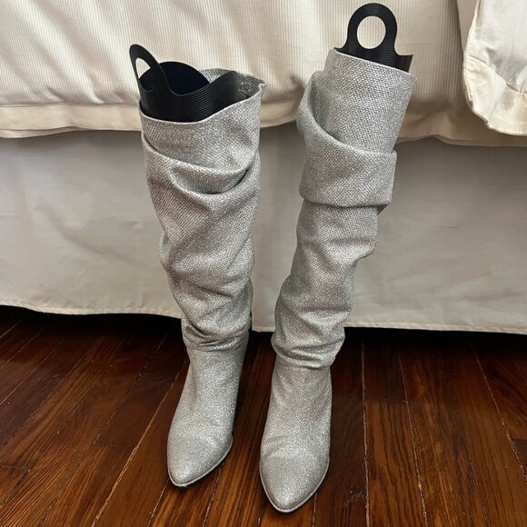 Sutart Weitzman Glitter Ruched Boots Size 7 - Picture 1 of 5